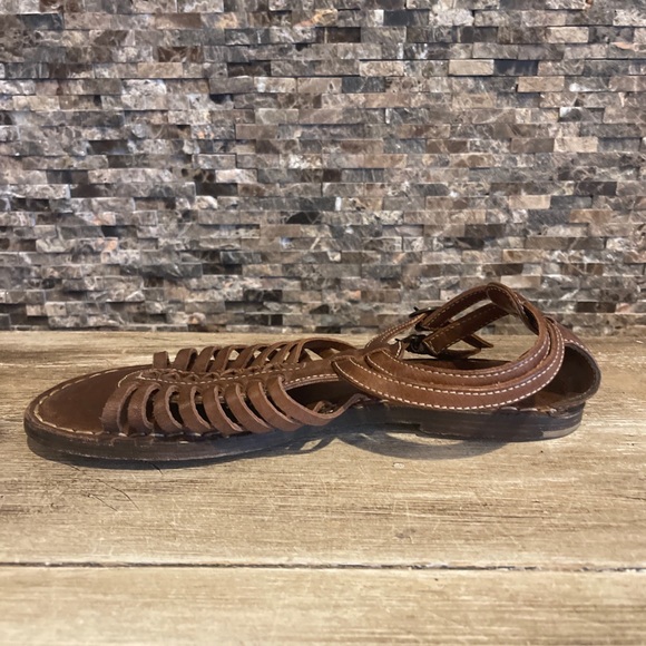 Frye Kayla Huarache Sandals Woven Strappy Flat Brown Leather | Women's 7.5 - Picture 7 of 10